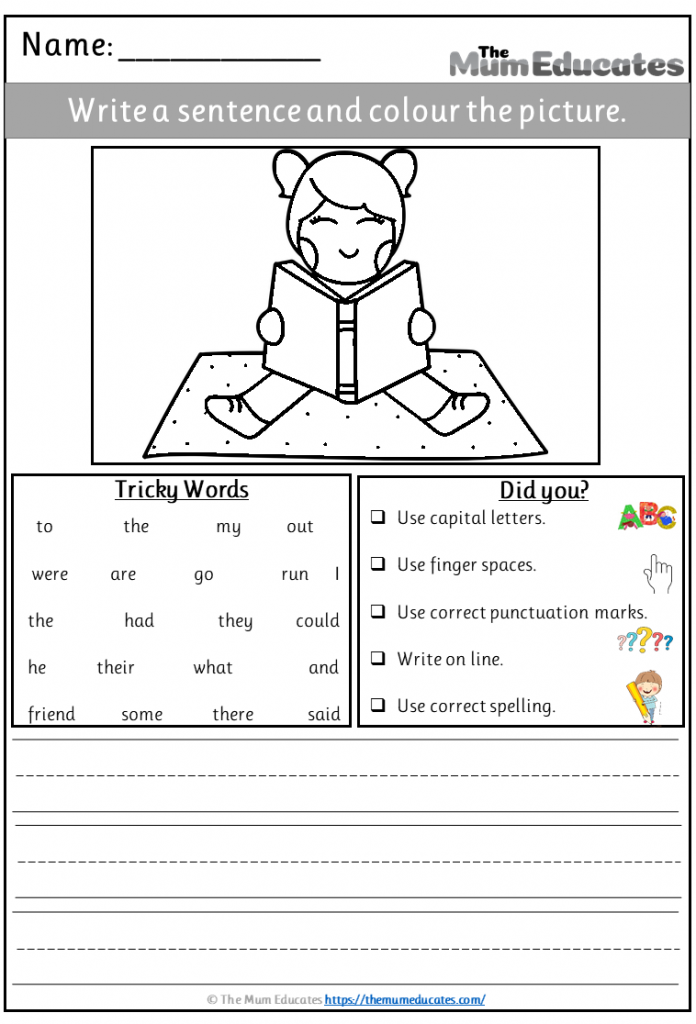 Write A Sentence Based On The Picture You See Worksheet