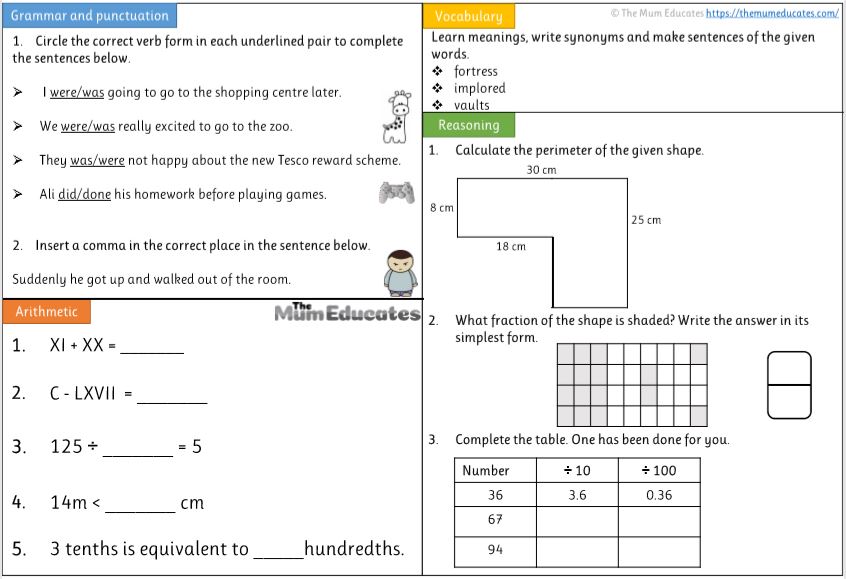 free worksheets for year 4 uk
