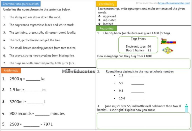 Free Year 4 Worksheets The Mum Educates