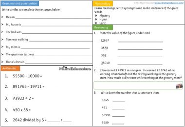 Free Year 4 Worksheets - The Mum Educates