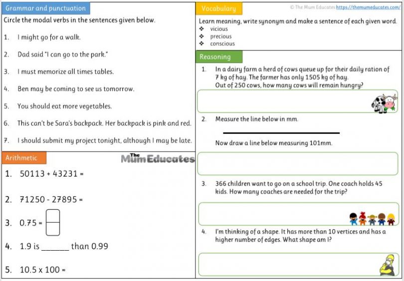 Free Year 5 worksheets - The Mum Educates