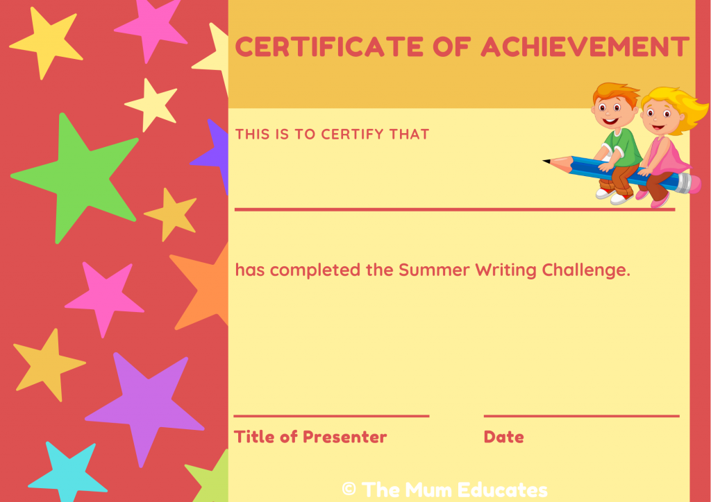 certificate of writing kids