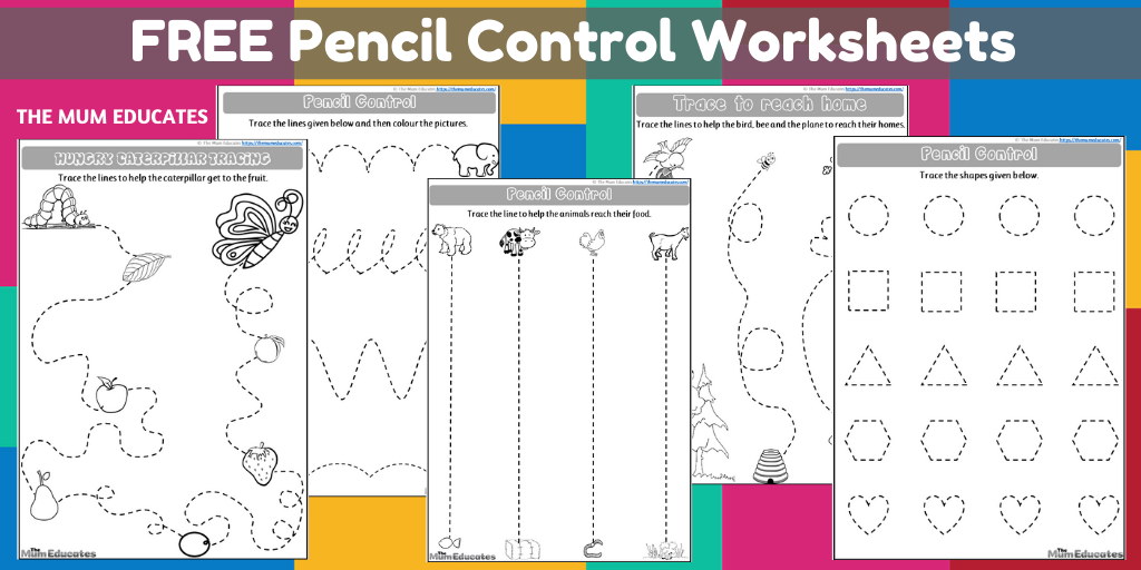 Home Learning Worksheets EYFS Pencil Control Fun Colourful Good Value ...