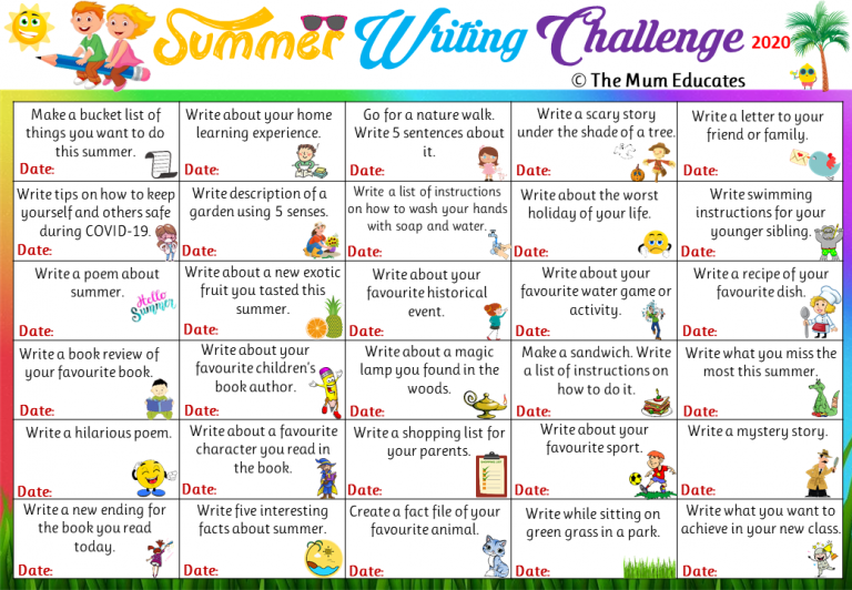 Free Summer Writing Challenge for kids 2020 - The Mum Educates