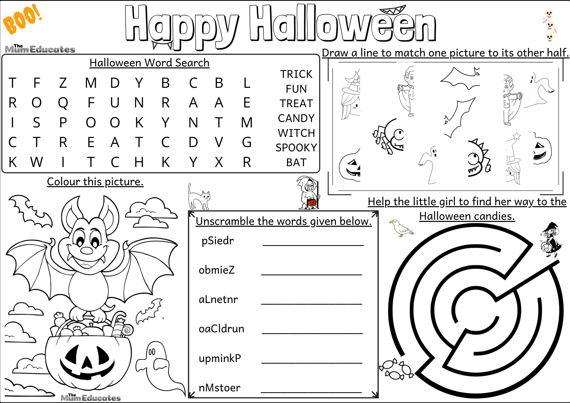 FREE Halloween Activity Mat for Kids Printable The Mum Educates