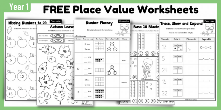 Free Place Value Worksheets Year 1 - The Mum Educates