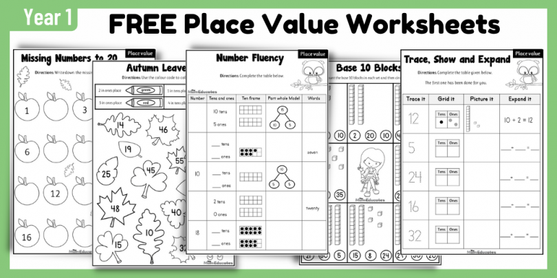 Free Place Value Worksheets Year 1 The Mum Educates