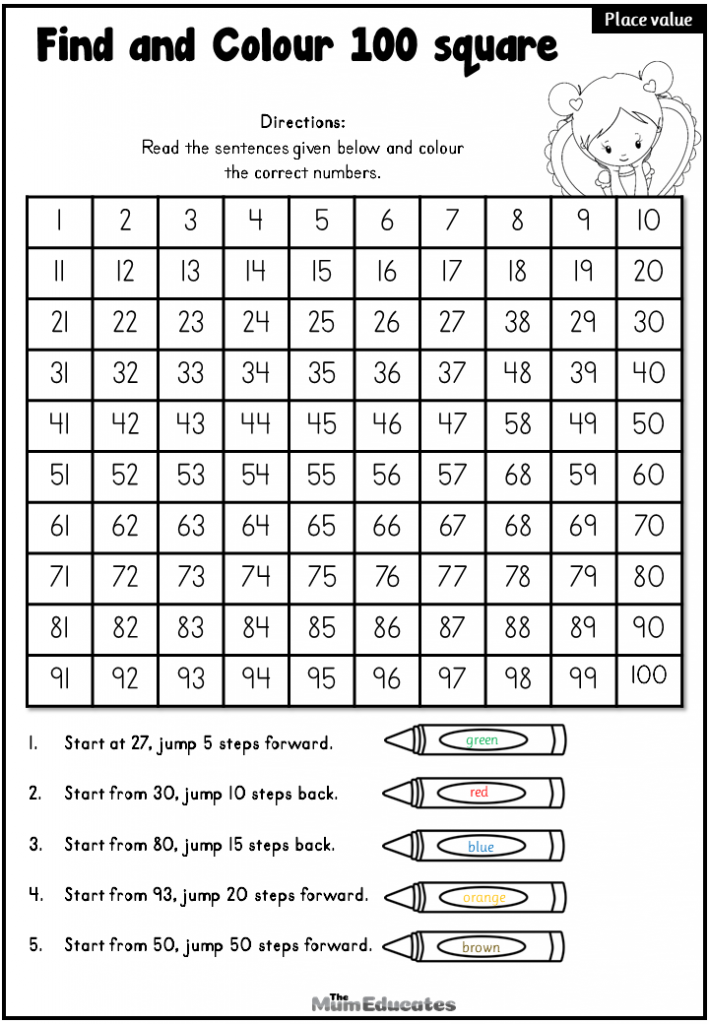 Hundred Number Square worksheet