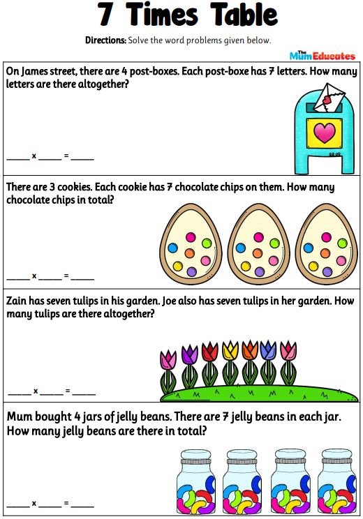 7 Times table worksheet