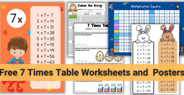 7 times table worksheets