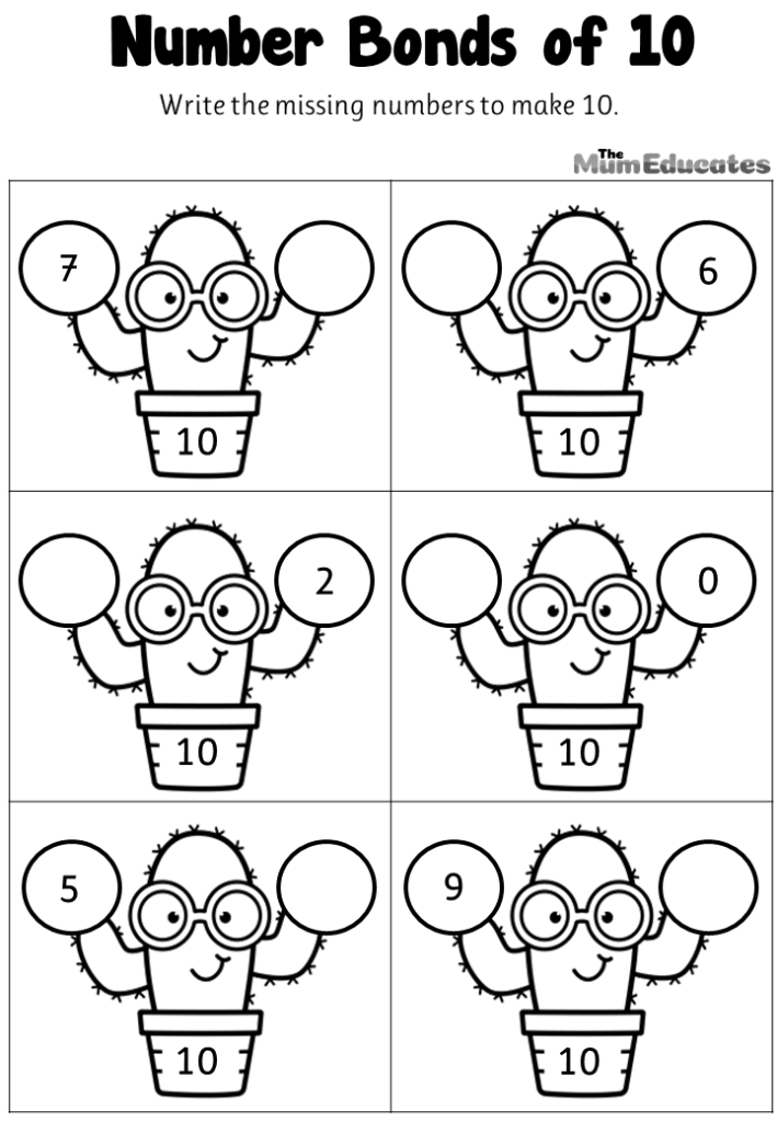 Number bonds of 10 worksheets