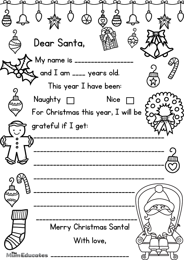 Letter To Santa English Activity free