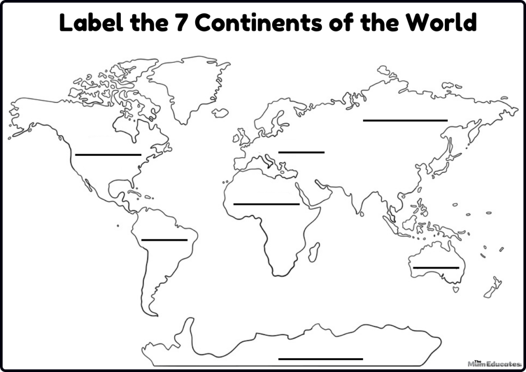 World map with continents | Label Continents