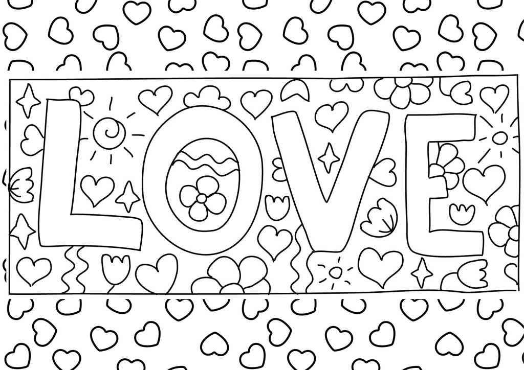 Love Mindfulness Colouring Pages - Valentine's day Mindfulness coloring