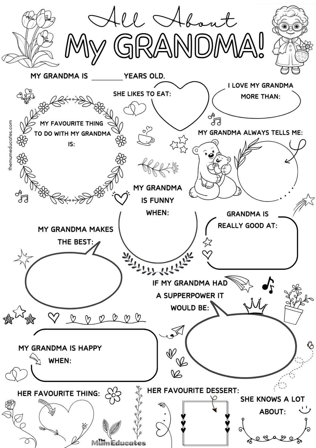 Free All About My Grandma Worksheet - The Mum Educates