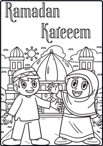 Ramadan coloring page cute kids