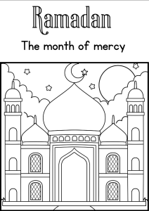 Mosque colouring page Ramadan
