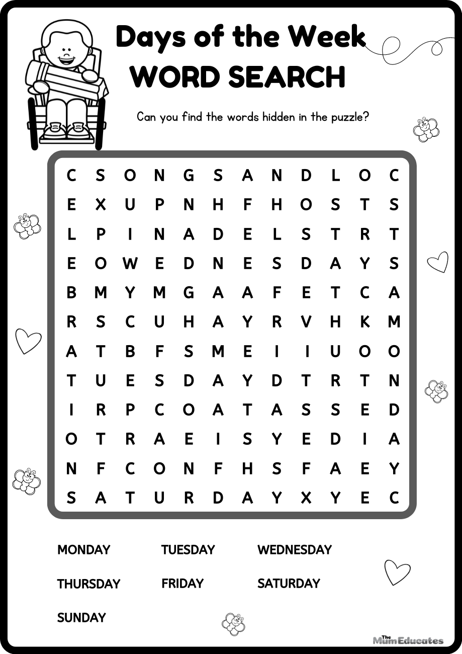 Printable Days of the Week - Free - The Mum Educates