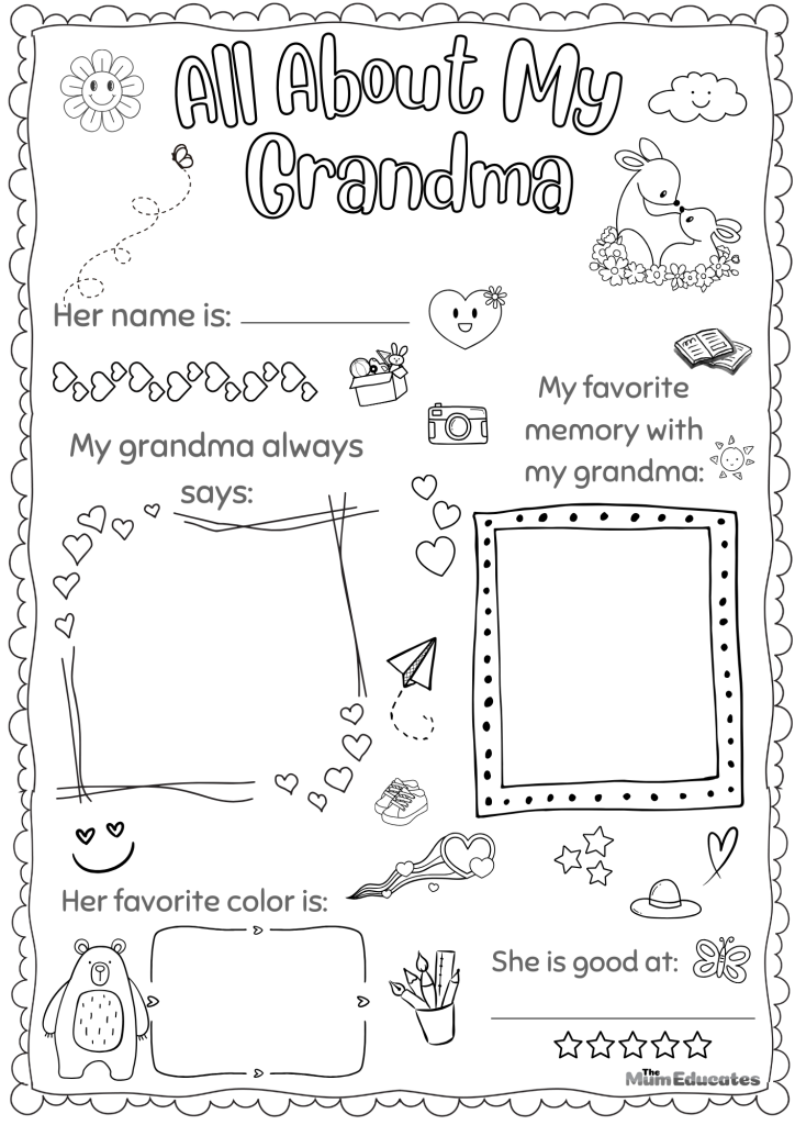All about my grandma | All about my granny | Granny worksheet