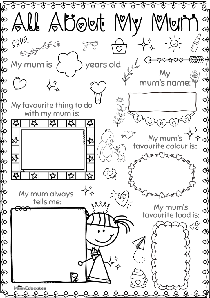 All About my Mum worksheets | Happy Mothers day | Happy moms day