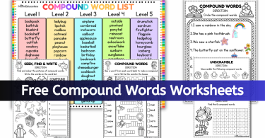Free compound words list and worksheets