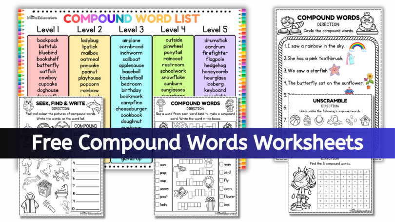 Free compound words list and worksheets