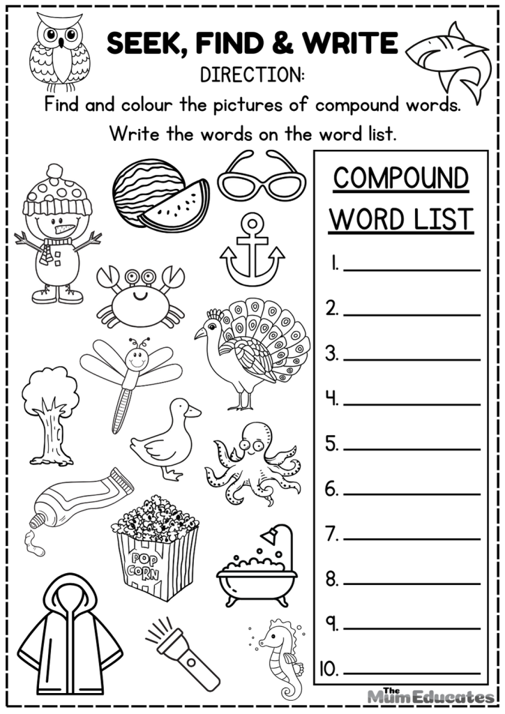 Compound words worksheets