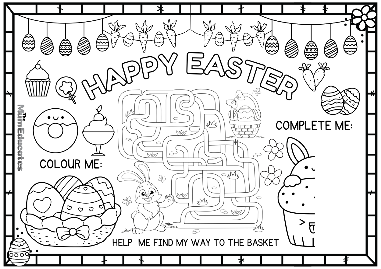 Fun Easter Activities Placemat For Kids - FREE - The Mum Educates