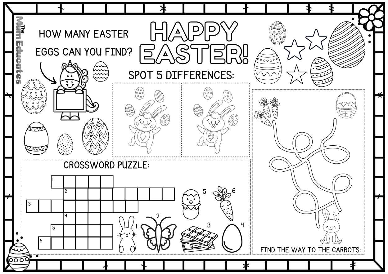 Fun Easter Activities Placemat For Kids - FREE - The Mum Educates