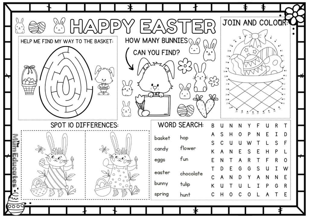 Easter Activities Placemat for Kids