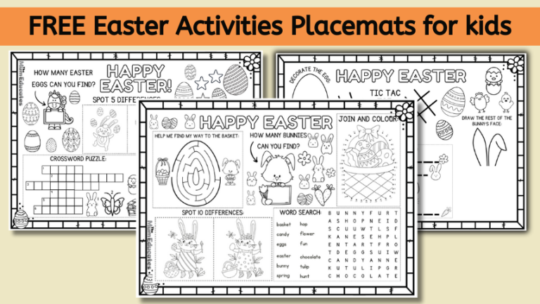 Fun Easter Activities Placemat For Kids - FREE - The Mum Educates