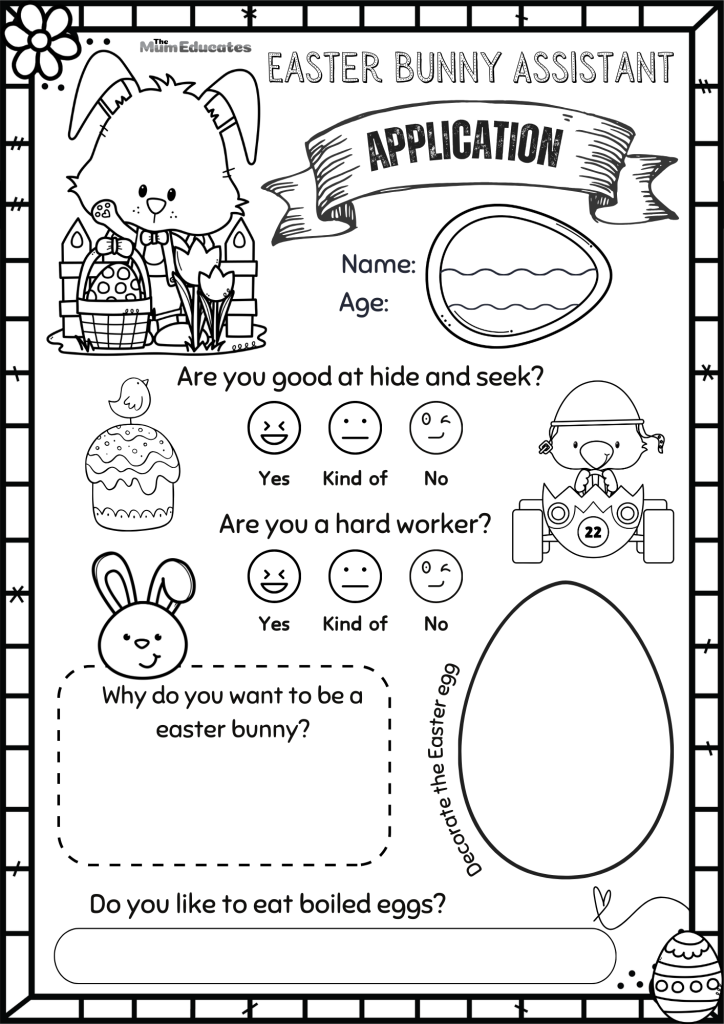 Easter bunny application | Easter picture Writing Prompts