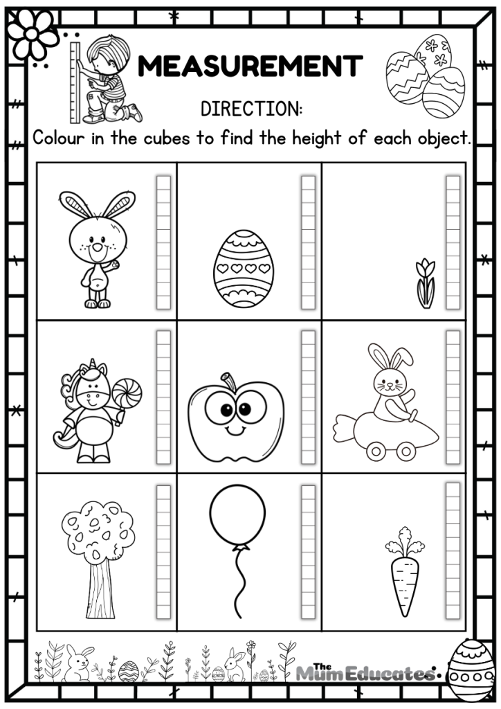 Preschool Easter worksheets | Measurement worksheets