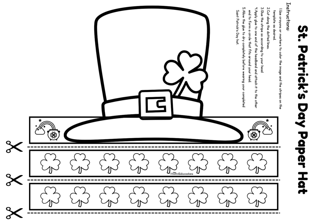 Free Saint Patrick's Day Crafts - Paper Hat Activity - The Mum Educates