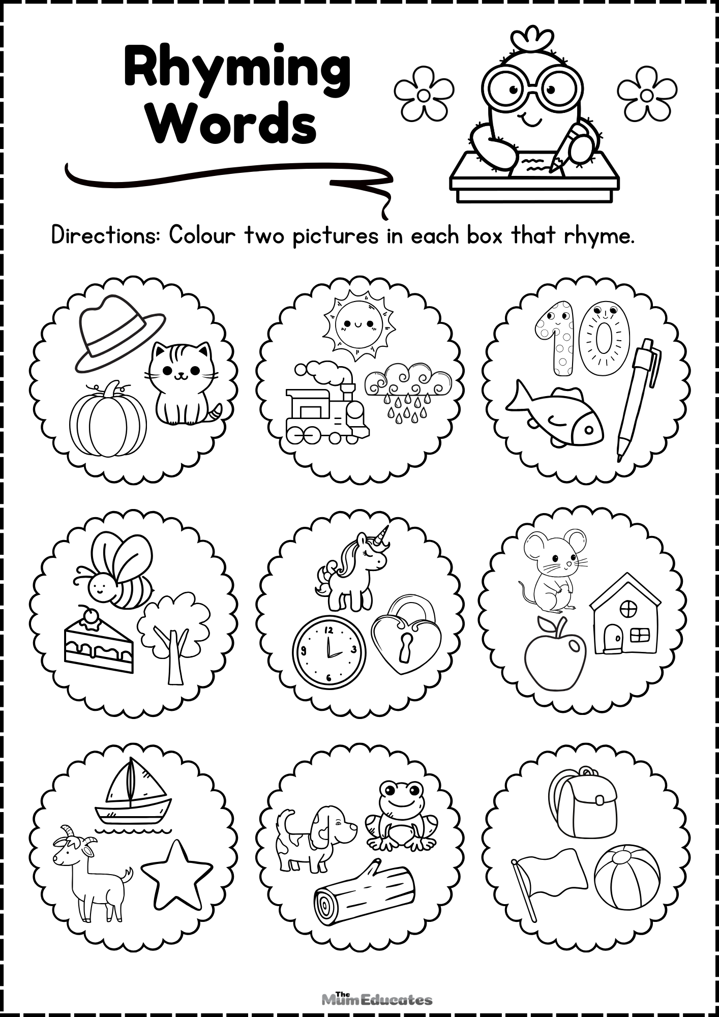 Free Rhyming Words Worksheets The Mum Educates