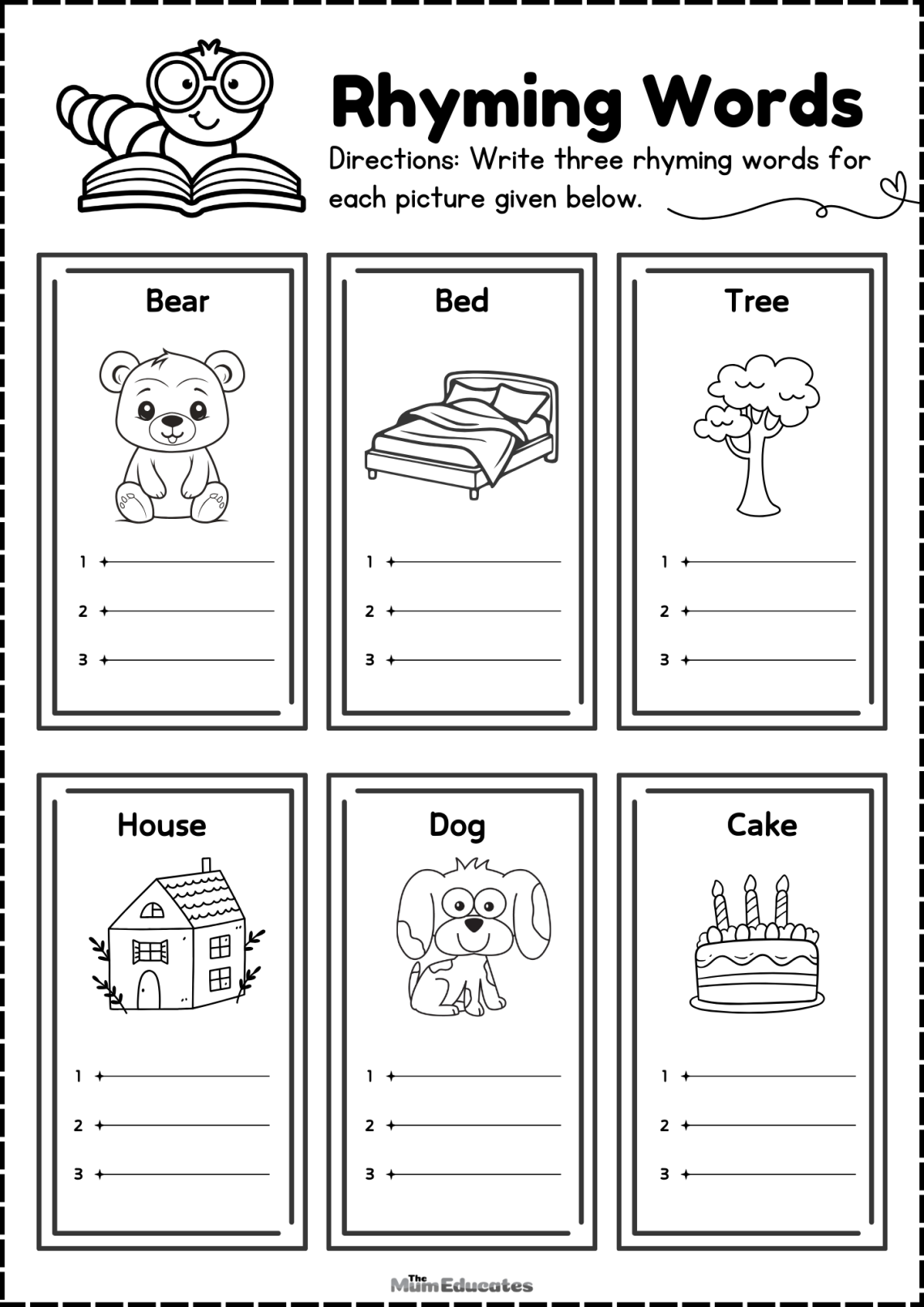 Free Rhyming Words Worksheets - The Mum Educates