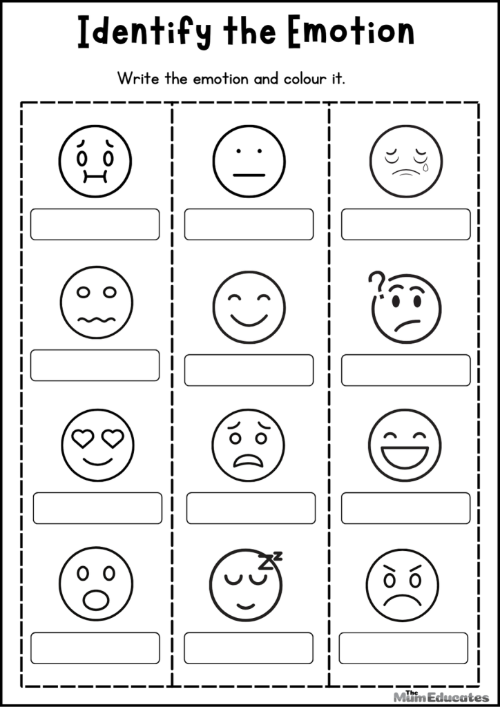 Identify The emotion worksheet 