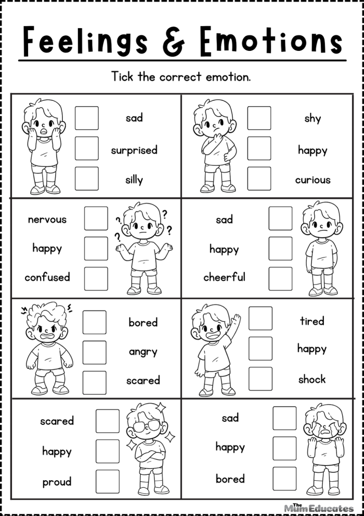 Emotions and Feelings Worksheets - FREE - The Mum Educates
