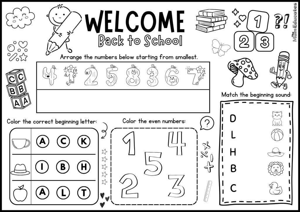 First Day Back to School worksheet