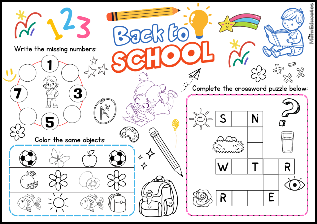 First Day Back to School Activity Mat