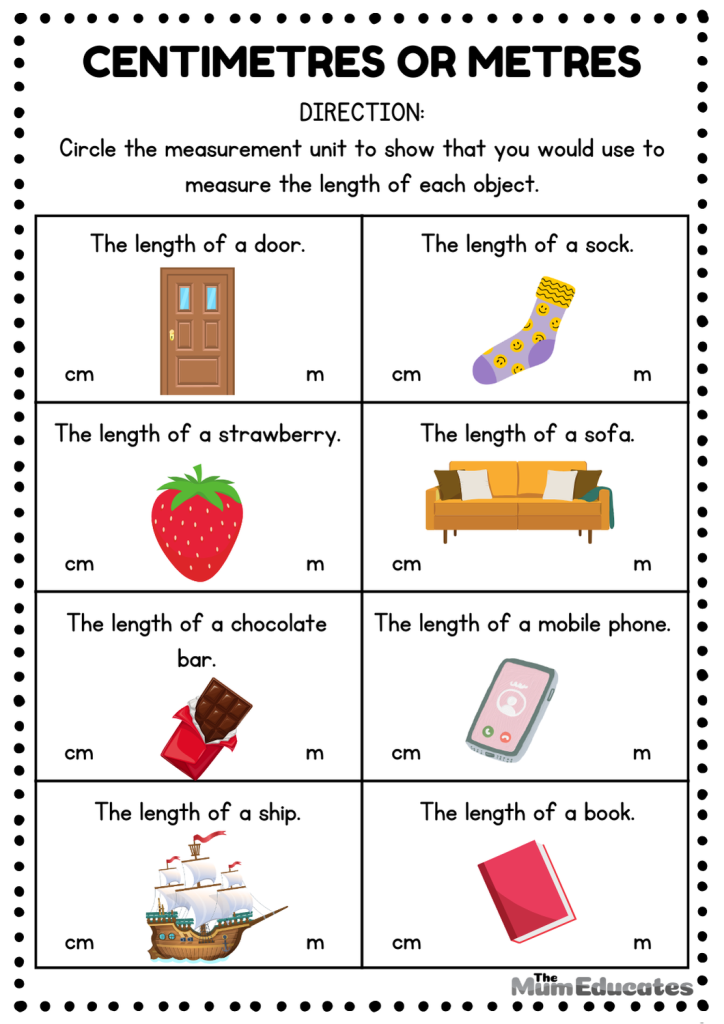 Centimetres and Metres worksheets